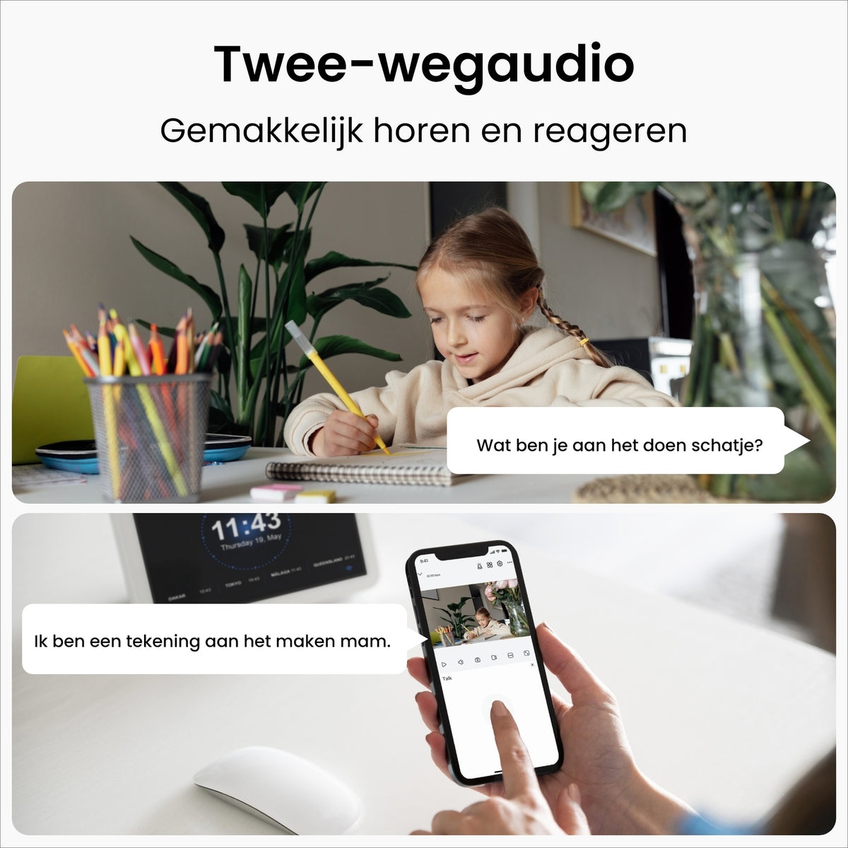 Reolink E321 WLAN-Kamera für den Innenbereich mit Schwenk- und Neigefunktion – 3 MP – weiß