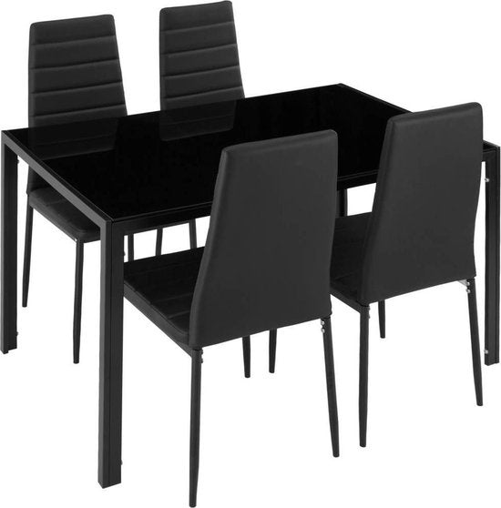 tectake - Esszimmergruppe Berlin 4+1 schwarz - 402837