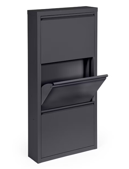 Bizzotto Eyvin Schuhregal | Drei Fächer | Schwarz | 50x15x106 cm