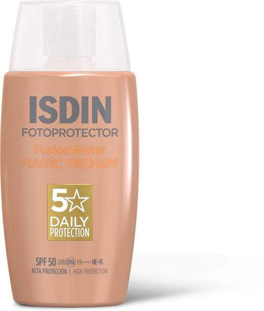 ISDIN – Fotoprotector Fusion Water Color Medium SPF50 – 50 ml – Sonnenschutz für das Gesicht mit mittlerer Tönung