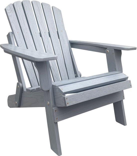 AXI Rosalie Adirondack Stuhl Grau – Loungesessel aus Holz mit Armlehnen – Zusammenklappbar – Hohe Rückenlehne – Gartenstuhl – 75,5 x 86,5 x 85 cm – 100 % FSC-zertifiziertes Hemlockholz
