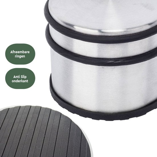 BRASQ Türstopper mit Anti-Rutsch-Edelstahl 1,1 Kg - Für den Innen- und Außenbereich - Türpuffer mit Gummischutz Ø9 x 7,5 cm
