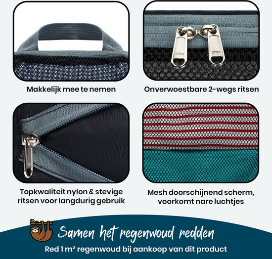 Compression Pack Cubes - Koffer-Organizer-Set - 6 Stück - Rucksack-Kompressionswürfel - Mit Kompressionsreißverschlüssen - Mesh Schwarz - Sunflake