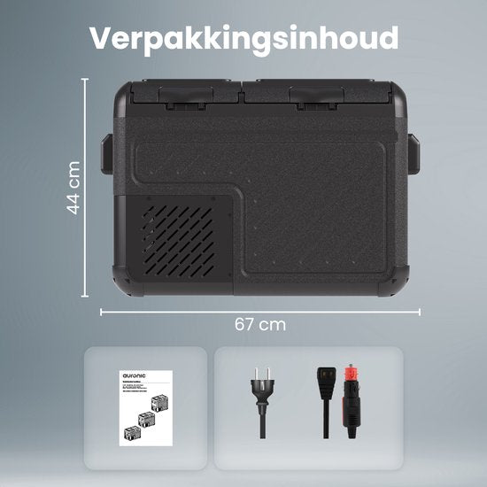 Auronic Electric Cool Box - Kompressor - Zwei Zonen - 12V 230 Volt - Auto - Gefrieren und Kühlen - 35L - Frigobox - Schwarz/Grau