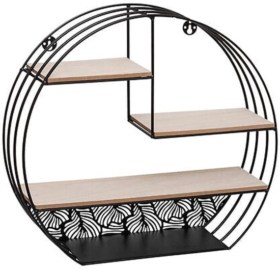 Atmosphera Wandregal/Bücherregal Mirna – schwarz – Metall/Holz – 3 Einlegeböden – 39 x 10 x 36 cm
