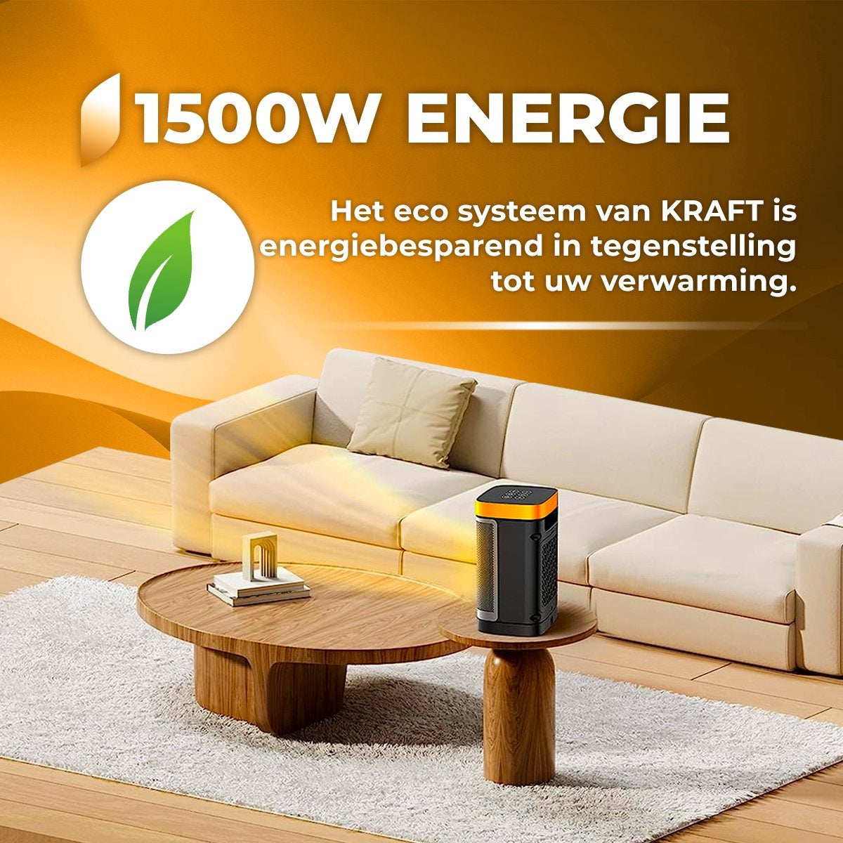 KRAFT Elektroherd Keramischer Heizlüfter - Terrassenheizung - Elektroheizung - 1500W - 70° Drehfunktion
