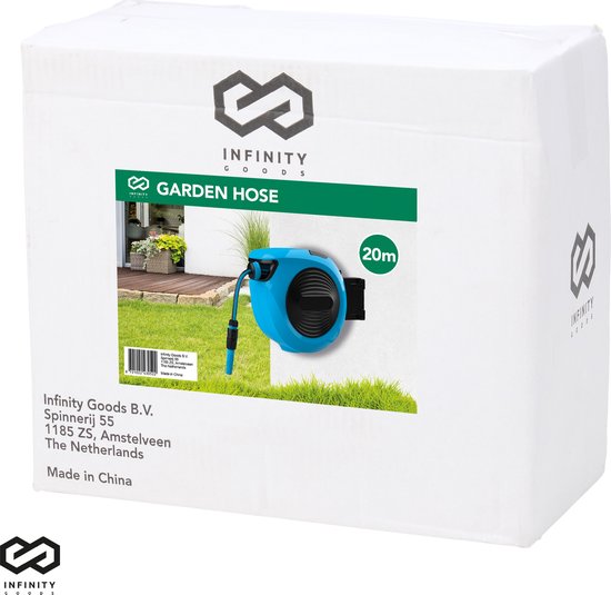 Infinity Goods Wandslangbox - 20 Meter - Slanghouder - Tuinslang Met Haspel - 180Â° Draaibaar - Automatisch - Slanghaspel