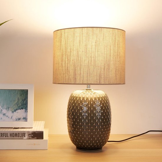 Pauleen LED-Tischlampe „Pretty Classy“ – E27 – max. 60 W – Wohnzimmer, Schlafzimmer und Esszimmer – Grau/Beige