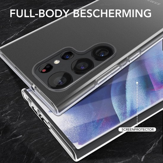 Podec Case passend für Samsung Galaxy S23 Ultra Transparentes Handy Case - Anti-Shock Case Cover mit 2x Displayschutzfolie