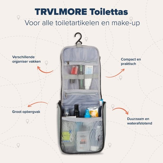 TRVLMORE Kulturtasche - Hängend mit Haken - Unisex - Grau