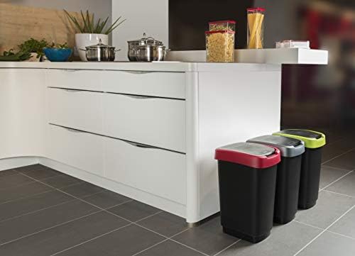 Rotho Twist Mülleimer mit Deckel, 50 Liter, Schwarz/Silber, BPA-frei