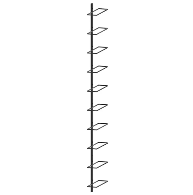 MINGHOU Weinregal zur Wandmontage für 10 Flaschen, schwarzes Metall, 23,9 x 8,9 x 119,9 cm