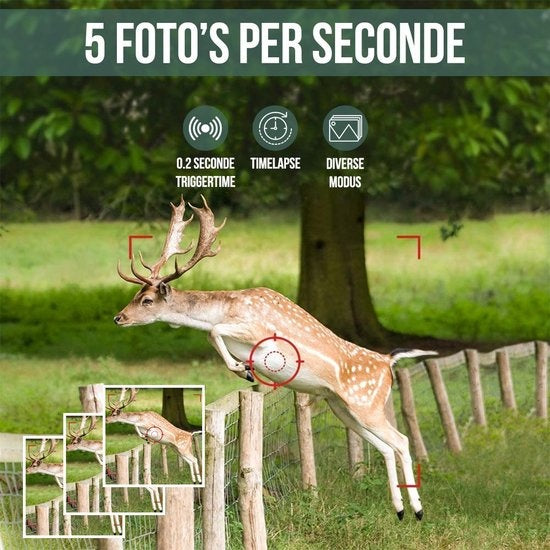 Strex Wildtierkamera mit WiFi und Nachtsicht - 120MP 4K ULTRA HD - Wasserdicht - Inkl. 32 GB SD - Wildtierkamera