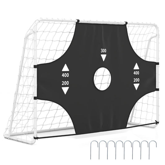 Coast Fußballtor mit abnehmbarer Torwand – 5 Schusslöcher – inklusive Erdnägel – Weiß 215 x 77 x 152 cm
