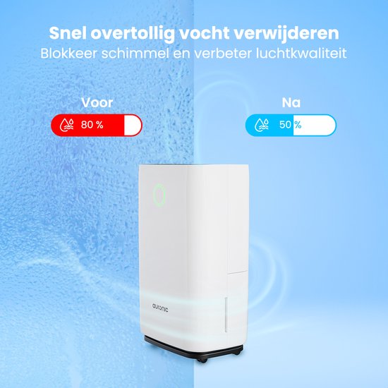 Auronic Luftentfeuchter - Compact Series - 16 l pro Tag - Waschtrockenfunktion - Schlafzimmer, Badezimmer und Wohnzimmer - Weiß