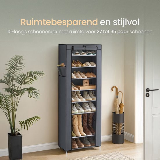 O'DADDY® Schuhregal staubfrei - 10 Lagen - 27-35 Paar Schuhe - Schuhschrank - Schuhregal - Wasserdicht und staubdicht - Schwarz