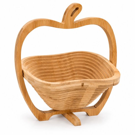 Ceruzo Obstkorb, zusammenklappbar – Bambus – 27 x 22 x 30 cm – 2-in-1 – Obstkorb und Untersetzer