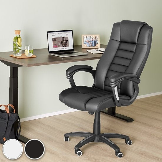 tectake - Luxuriöser Bürostuhl Schreibtischstuhl Bürostuhl - Kunstleder - weiß