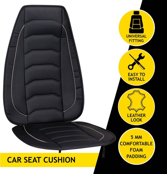 Dunlop Autositzbezug – Universal – Schaumstoffpolsterung – Einfach zu befestigen – Schwarz/Grau