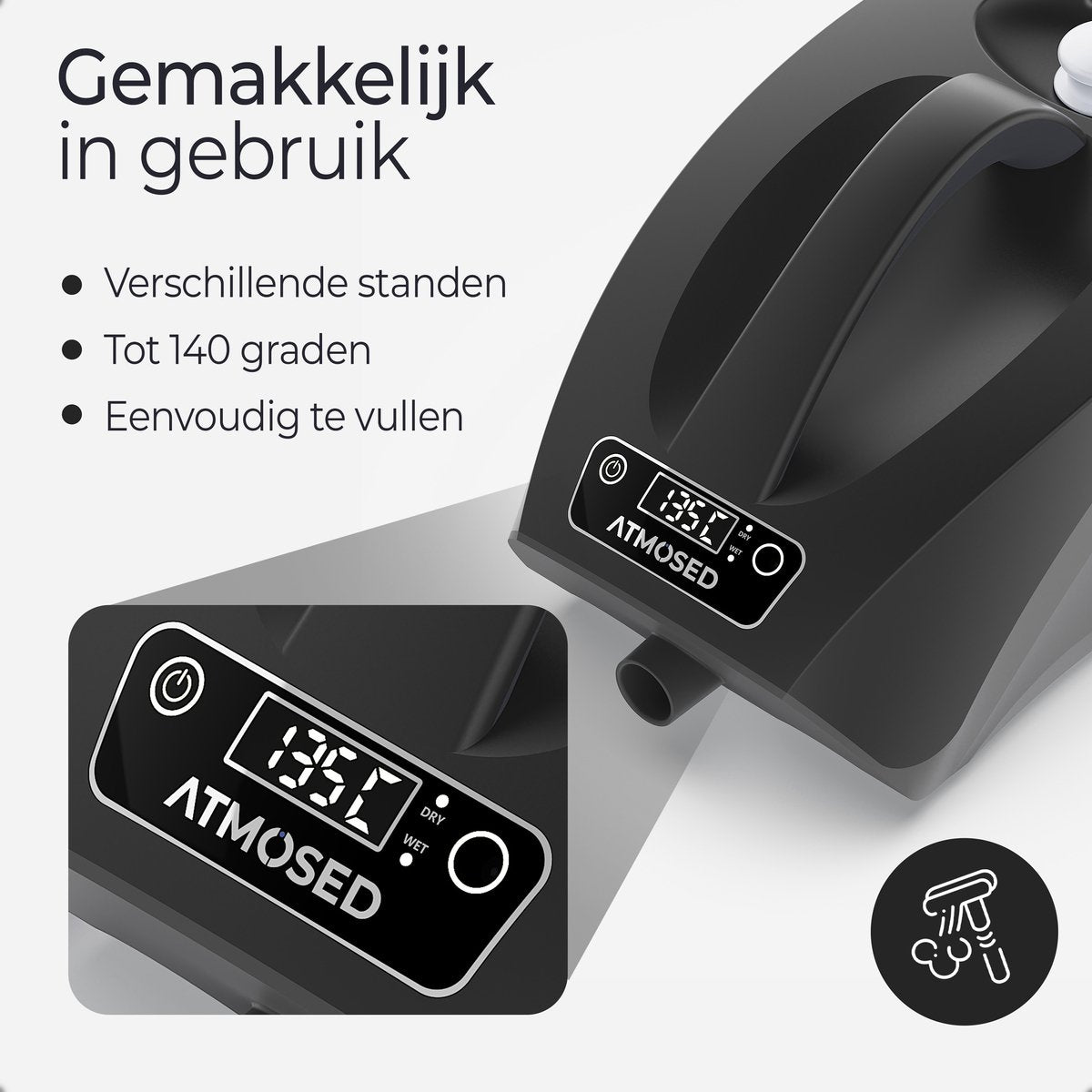 Atmosed AS-2 Dampfreiniger – 1650 W – 4 bar – 2,5 l – mit 20 Zubehörteilen