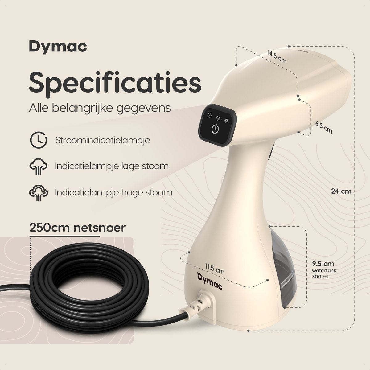 Dymac SilkSteam Fusion Wäschedampfer - Dampfreiniger - Kleider- und Möbeldampfer - Handdampfer - Wäschedampfer - mit Fusselbürste