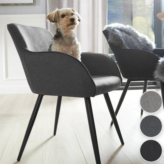 tectake - Stuhl Marilyn Linen Look - Esszimmerstühle - Schalensitze - dunkelgrau / schwarz - 403672