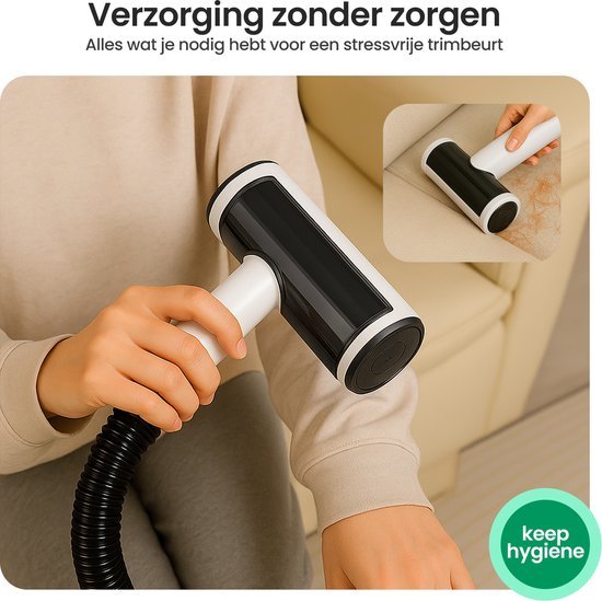 Gopets - 9-teilige Hundeschermaschine - Tierschermaschine für dickes Fell - mit Vakuum & Massagebürste - 23 x 30 cm