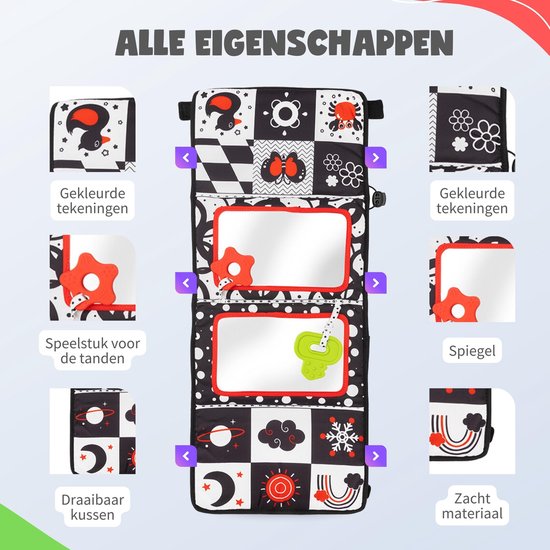 MontiPlay® Bauchtrainer Baby - Kussbuch Baby - Babyspielzeug 6 Monate - Lernspielzeug - Tummy Time - Montessori - Sensorik