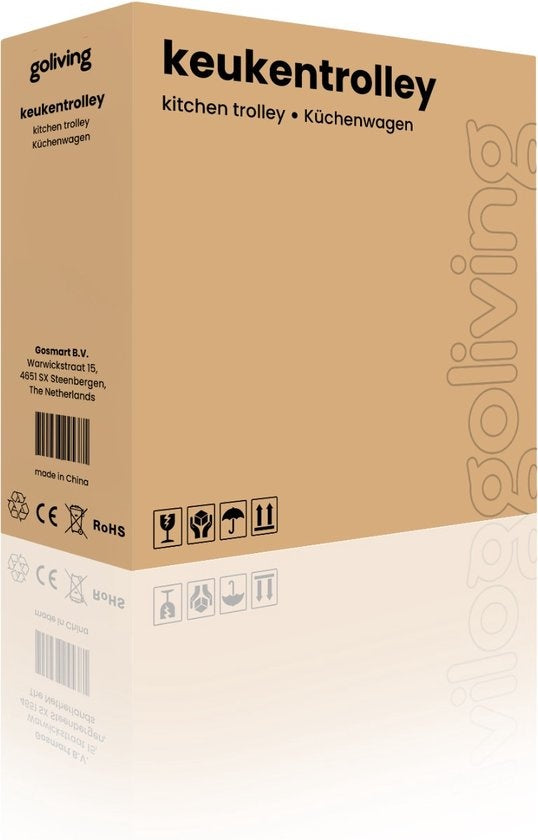 Goliving Küchenwagen - Küchenschrank - Küchenregal - Servierwagen - Küchenorganisator - Modern - 60 x 40 x 89 cm - Braun