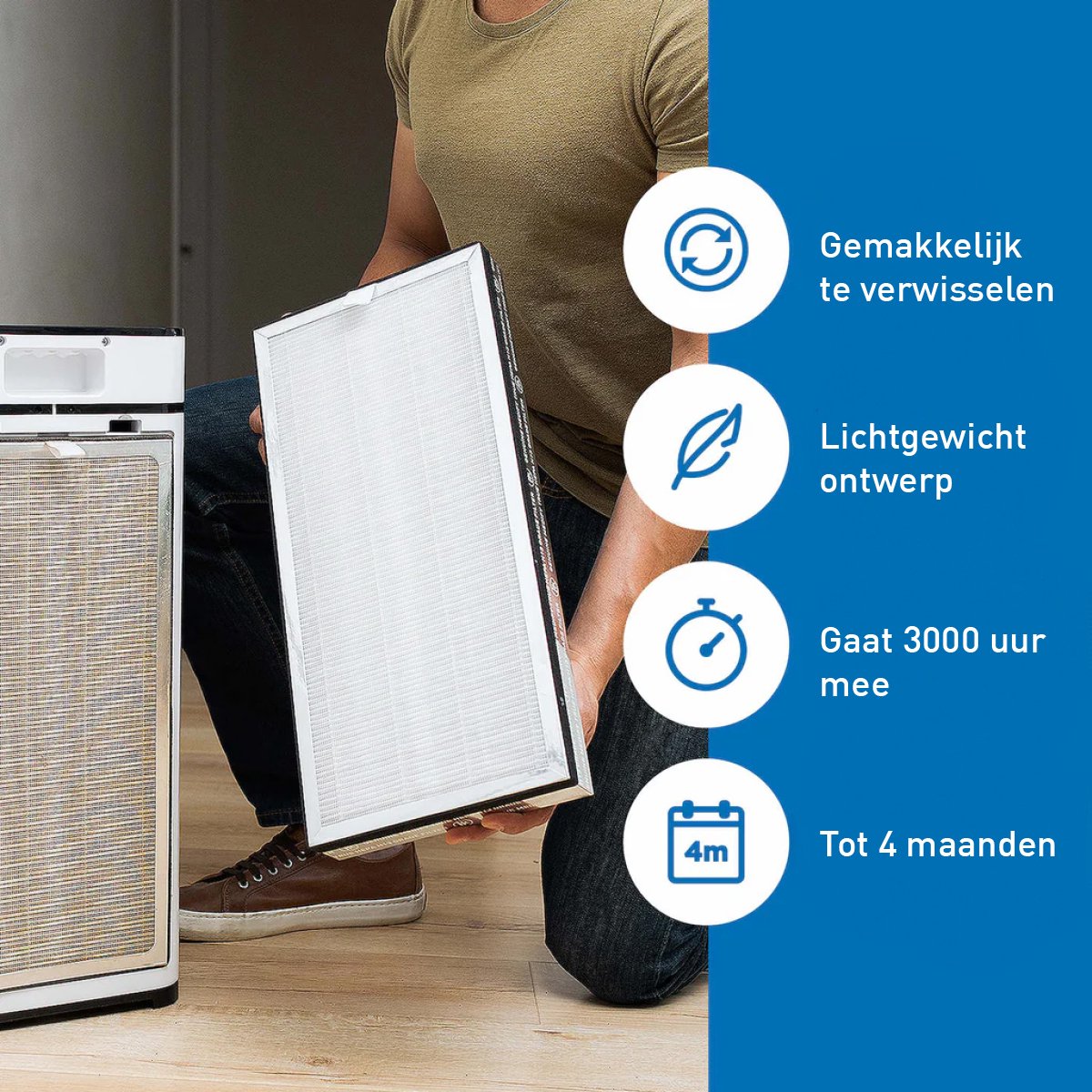 Medify Air MA-40 Ersatzfilter - HEPA H13 + Aktivkohle - 1 Stück - 27,9 x 33 x 3,8 cm - Weiß