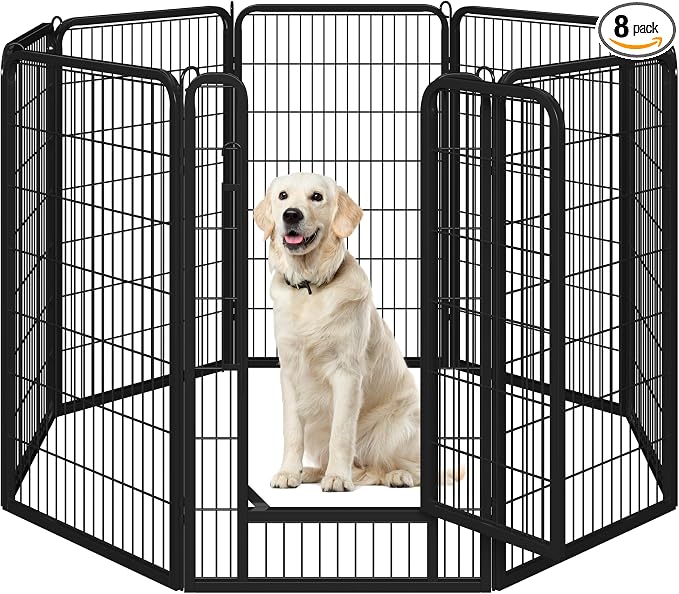 Yaheetech Hundeauslauf mit Tür – 8 Elemente – 71 x 120 cm pro Element – Schwarz