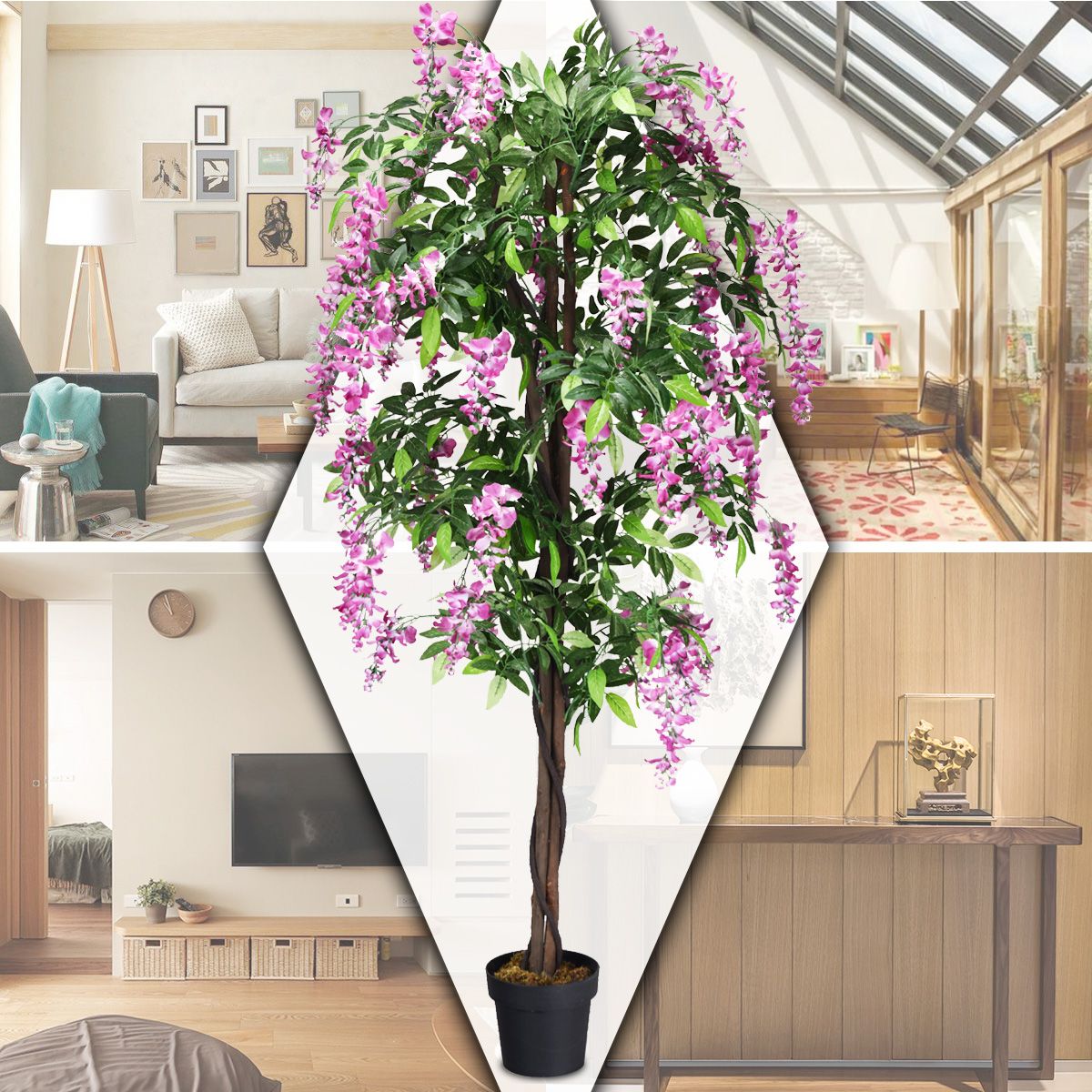 Coast Kunstbaum Blauregen 180 cm – Rosa – Gärtnerei-Topf