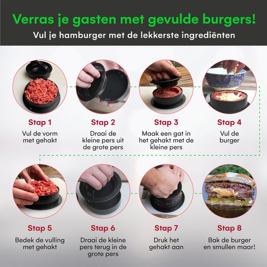 TTD® Hamburgerpresse und Hamburger Maker - Smash Burger - Grillrillen - BBQ-Zubehör - Burgerpresse - Grillzubehör - Burgerpresse - auch für Mini-Burger und gefüllte Burger - spülmaschinenfest - BPA-frei - inkl. 100 Wachspapiere - Schwarz