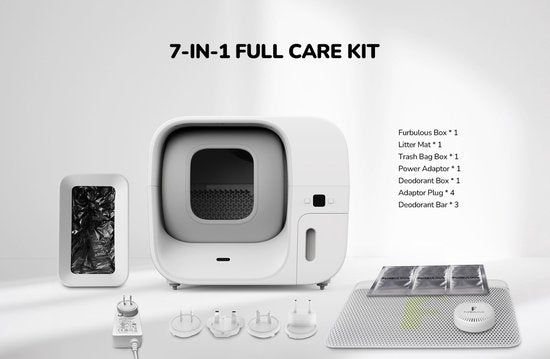 Furbulous Automatische Katzentoilette mit App-Steuerung, 60 l große, sichere Katzentoilette für mehrere Katzen mit Geruchsneutralisator, weiß – 2,4-GHz-Netzwerk – „Auto-Pack & Seal“-Katzentoilette, selbstreinigend und nachfüllbar, großes Fassungsvermögen,