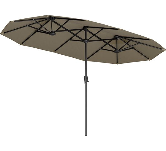 LifeGoods Doppelter Sonnenschirm - Garten - 220x400cm - bis zu 8 Personen - Wasserdicht - UPF50+ - Taupe
