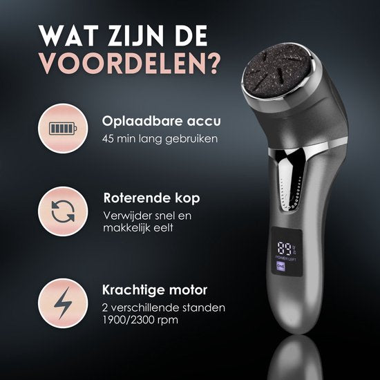 Beeperfect® Elektrischer Hornhautentferner mit Vakuumsystem - Fußfeile - Hornhautfeile - IPX7 Wasserdicht - Kostenloses Pediküre-Set - Inklusive 6 Hornhautscheiben - Schwarz
