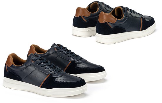 Milanoro - Stylische Herren Lederturnschuhe - Navy - Größe 44