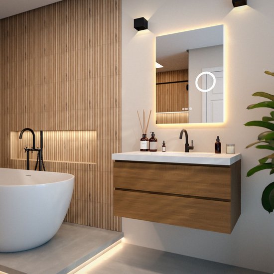 Mirlux Badezimmerspiegel - Mit LED-Beleuchtung & Heizung - Anti-Kondensations-Duschspiegel – Rechteckig –  60x80 cm