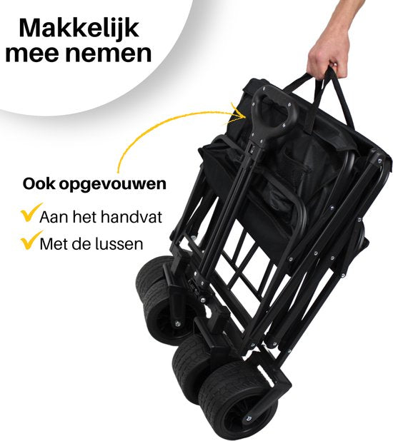 Zusammenklappbarer Wagen - 130 kg Tragkraft - Wagen mit stabilem Rahmen - 83x52x56 cm - Strandwagen - Breite Räder