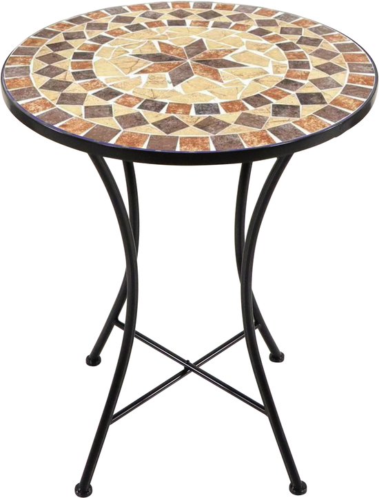 AXI Amélie Bistrotisch – Earth Brown – Gartentisch aus Metall – Rund – 60 x 60 x 75 cm – Mosaik-Optik – Mit Keramikfliesen eingelegt – Für Garten, Terrasse und Balkon