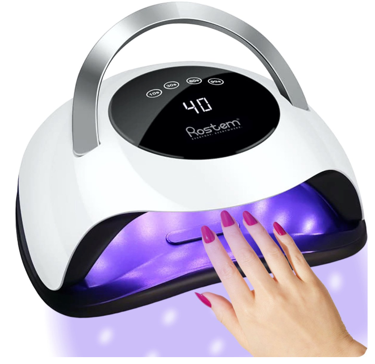 Rostem 120 Watt UV-LED-Nageltrockner - Nagellampe - perfekt gehärteter Nagelgel-Lack - LED-Lampe - langes Kabel - weiß