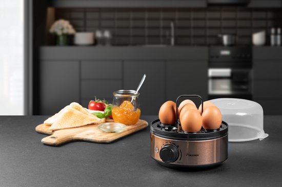 Bestron Eierkocher – AEC2000CO – 400 W – Für 7 Eier – inkl. Messbecher & Eierspieß – Kupfer