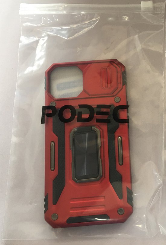 Podec Case passend für iPhone 14 Red Phone Case - Anti-Shock Case Cover Hybrid Armor Case mit Kickstand Ring mit Displayschutzfolie