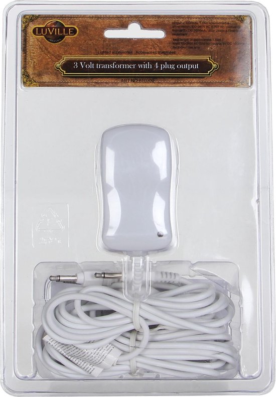 LuVille Weihnachtsdorf Schaltadapter mit 4 Steckern - 3 Volt