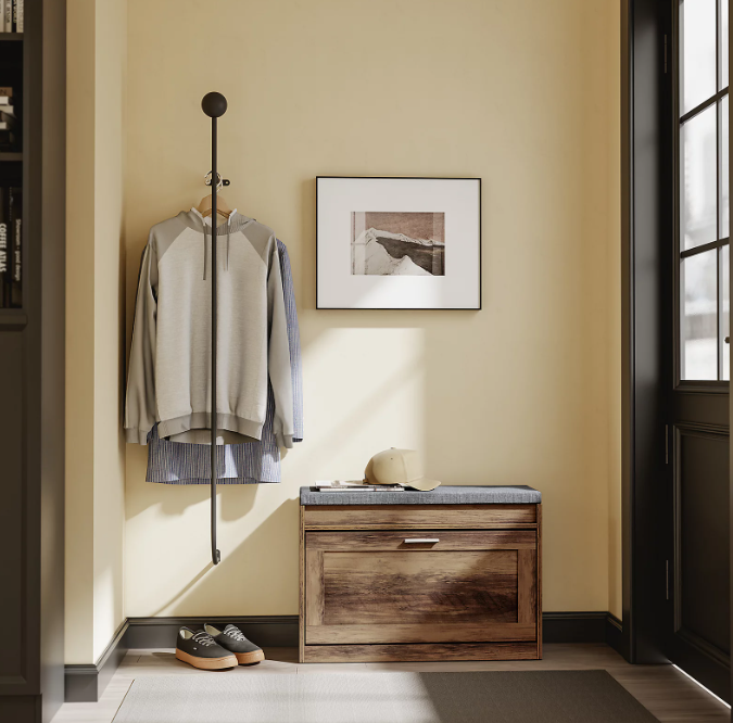 SoBuy Schuhbank 75 x 24 x 53 cm – Braun – Mit 2 ausziehbaren Ablagebrettern und Sitzfläche