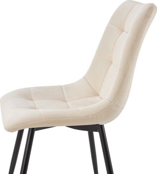 Stahl-Esszimmerstühle Blanca - 2er-Set - Beige - Samt