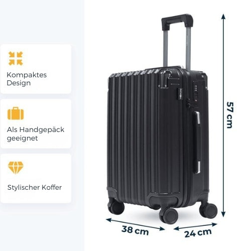Pathsail - Handgepäck Koffer - 40L x 55CM - Leichter Trolley - Inkl. TSA-Schloss & Spinner-Räder - Schwarz