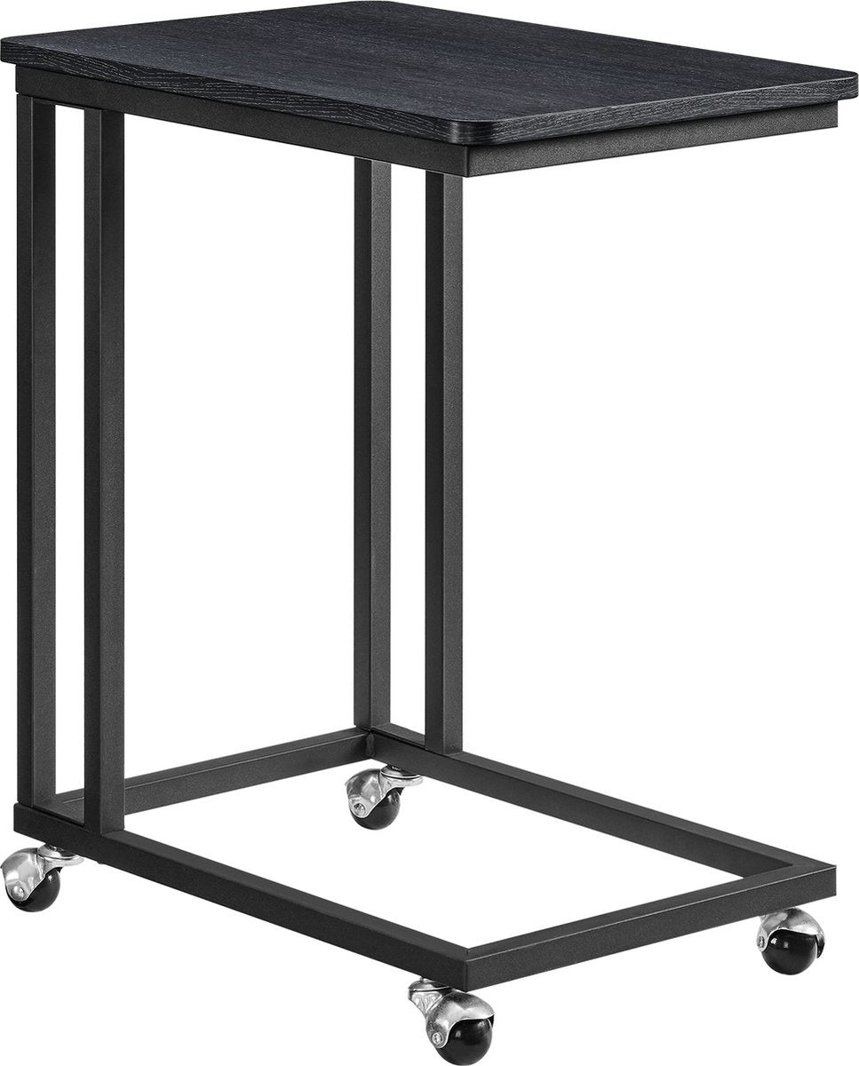 O'DADDYÂ® Beistelltisch - Beistelltische - Beistelltisch Metall mit Holz - Beistelltisch - Couchtische - Beistelltisch schwarz - Nachttisch mit Rollen - Beistelltisch Rollen - Beistelltisch - Beistelltische mit Rollen - 50 x 35 x 55 cm - schwarz - grau