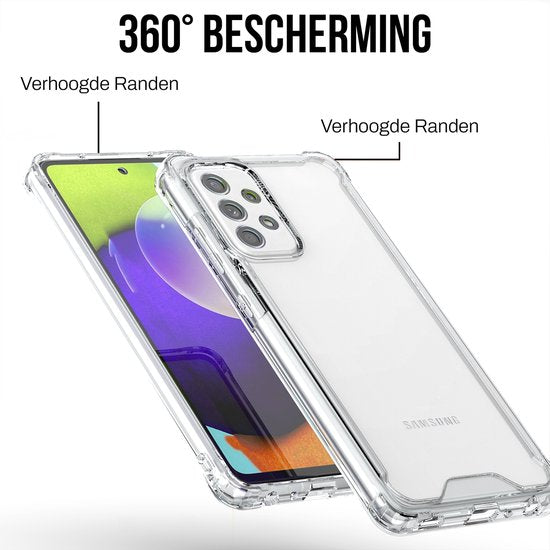 Podec-Hülle für Samsung Galaxy A52 – Transparente Handyhülle – Stoßfeste Schutzhülle mit 1x Displayschutzfolie
