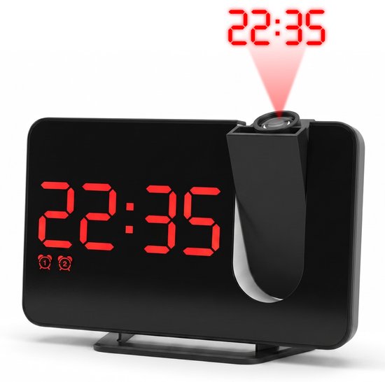 Nuvance Radiowecker – Digitaler Wecker mit Projektion – Radiowecker – 2 Weckzeiten – Digitale Wecker – Radiowecker mit Netzstrom